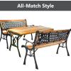 Giantex 50” Patio Bench, Outdoor Furniture Cast Iron Hardwood Frame Porch Loveseat, Weather Proof Porch Path Chair for 2 Person Outside Bench