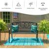 Giantex 50″ Patio Garden Bench, Loveseats Park Yard Furniture, Black Steel Cast Iron Frame Chair, Metal Bench Outdoor with Floral Scroll Pattern
