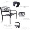 Giantex 50″ Patio Garden Bench, Loveseats Park Yard Furniture, Black Steel Cast Iron Frame Chair, Metal Bench Outdoor with Floral Scroll Pattern