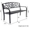 Giantex 50″ Patio Garden Bench, Loveseats Park Yard Furniture, Black Steel Cast Iron Frame Chair, Metal Bench Outdoor with Floral Scroll Pattern