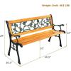 Giantex 50” Patio Park Garden Bench, Outdoor Furniture Rose Cast Iron Hardwood Frame Porch Loveseat for 2 Person Outdoor Clearance