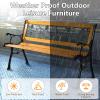 Giantex 50” Patio Park Garden Bench, Outdoor Furniture Rose Cast Iron Hardwood Frame Porch Loveseat for 2 Person Outdoor Clearance