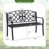 Giantex 50.5” Outdoor Bench with Metal Frame, Floral Design Cast Iron Backrest, Slatted Seat, Adjustable Foot Pads, Load 660Lbs, Garden Bench for Outside Patio Backyard Porch Park, Black