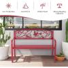 Giantex 50”Outdoor Bench with Cast Iron Backrest & Ergonomic Armrest,600 lbs Steel Metal Frame, Garden Bench for Park Front Porch Patio Lawn Backyard Balcony Path Entryway Deck, Red Bird Pattern