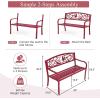 Giantex 50”Outdoor Bench with Cast Iron Backrest & Ergonomic Armrest,600 lbs Steel Metal Frame, Garden Bench for Park Front Porch Patio Lawn Backyard Balcony Path Entryway Deck, Red Bird Pattern