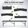 Giantex 6 FT Plastic Folding Bench, HDPE Portable Seat w/Metal Legs, Fold-in-Half Outdoor Bench for Picnic, Garden, Camping, Party Sport Events, 1320 lbs Capacity, No Assembly (1, White)(Grey)