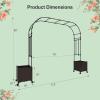 Giantex 6.6 FT Garden Arch with Trellis & 2 Planter Boxes, Tall Arbor for Climbing Vine, Flowers, Decorative Gate for Wedding Ceremony Party (Brown+Black)(Brown+Black)