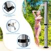 Giantex 7.2 FT 10 Gallon 2-Section Solar-Heated Outdoor Shower, Pool Shower W/Free-Rotating Shower Head, Foot Tap Spigot, Faucet, Temperature and Pressure Adjustment for Backyard, Garden, Beach Spa(Black+Silver)