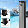 Giantex 7.2 FT 10 Gallon 2-Section Solar-Heated Outdoor Shower, Pool Shower W/Free-Rotating Shower Head, Foot Tap Spigot, Faucet, Temperature and Pressure Adjustment for Backyard, Garden, Beach Spa(Black+Silver)