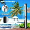Giantex 7.2 FT 10 Gallon 2-Section Solar-Heated Outdoor Shower, Pool Shower W/Free-Rotating Shower Head, Foot Tap Spigot, Faucet, Temperature and Pressure Adjustment for Backyard, Garden, Beach Spa(Silver+Black)