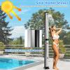 Giantex 7.2 FT 10 Gallon 2-Section Solar-Heated Outdoor Shower, Pool Shower W/Free-Rotating Shower Head, Foot Tap Spigot, Faucet, Temperature and Pressure Adjustment for Backyard, Garden, Beach Spa(Black+Silver)
