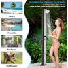 Giantex 7.2 FT 10 Gallon 2-Section Solar-Heated Outdoor Shower, Pool Shower W/Free-Rotating Shower Head, Foot Tap Spigot, Faucet, Temperature and Pressure Adjustment for Backyard, Garden, Beach Spa(Silver+Black)