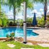 Giantex 7.2 FT 10 Gallon 2-Section Solar-Heated Outdoor Shower, Pool Shower W/Free-Rotating Shower Head, Foot Tap Spigot, Faucet, Temperature and Pressure Adjustment for Backyard, Garden, Beach Spa(Black+Silver)