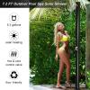 Giantex 7.2 FT 10 Gallon 2-Section Solar-Heated Outdoor Shower, Pool Shower W/Free-Rotating Shower Head, Foot Tap Spigot, Faucet, Temperature and Pressure Adjustment for Backyard, Garden, Beach Spa(Black)