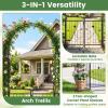 Giantex 87” Metal Garden Arbor with Lockable Gate and Planter Shelves, Outdoor Arch Trellis for Climbing Plants, Decorative Wedding Ceremony Backdrop for Patio Pathway Backyard, Black