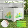 Giantex Air Conditioner Fence 2 Panels – 48”W x 48”H Outdoor Privacy Screen with Upgraded Metal Stakes, PP Trash Can Enclosure, Decorative Garden Fences for Patio Lawn AC Unit Pool Pump, Gray(White)