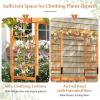 Giantex Garden Arbor with Bench – Wooden Garden Arch Trellis for Climbing Plants Vines, 2-Person Outdoor Bench, 48”W x 75”H Patio Archway for Lawn Wedding Party Ceremony Backyard Decor(Honey Brown)