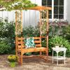 Giantex Garden Arbor with Bench – Wooden Garden Arch Trellis for Climbing Plants Vines, 2-Person Outdoor Bench, 48”W x 75”H Patio Archway for Lawn Wedding Party Ceremony Backyard Decor(Honey Brown)