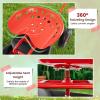 Giantex Garden Cart, 4-Wheel Gardening Workseat with Storage Basket, Swivel Seat Adjustable Height, Steering Handle, Garden Utility Cart, Steel Stool Seat for Planting (Green)(Red)