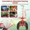 Giantex Garden Cart, 4-Wheel Gardening Workseat with Storage Basket, Swivel Seat Adjustable Height, Steering Handle, Garden Utility Cart, Steel Stool Seat for Planting (Green)(Red)