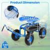 Giantex Garden Cart, 4-Wheel Gardening Workseat with Storage Basket, Swivel Seat Adjustable Height, Steering Handle, Garden Utility Cart, Steel Stool Seat for Planting (Green)(Blue)