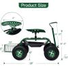 Giantex Garden Cart, 4-Wheel Gardening Workseat with Storage Basket, Swivel Seat Adjustable Height, Steering Handle, Garden Utility Cart, Steel Stool Seat for Planting (Green)(Green)