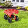 Giantex Garden Cart, Rolling Workseat with 4 Wheels, Garden Stool 360° Swivel Work Seat & Adjustable Height, Heavy Duty Wagon Scooter for Gardening for Patio Garden, Lawn, Yard (Blue)(Red)