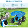 Giantex Garden Cart, Rolling Workseat with 4 Wheels, Garden Stool 360° Swivel Work Seat & Adjustable Height, Heavy Duty Wagon Scooter for Gardening for Patio Garden, Lawn, Yard (Blue)(Blue)