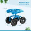 Giantex Garden Cart, Rolling Workseat with 4 Wheels, Garden Stool 360° Swivel Work Seat & Adjustable Height, Heavy Duty Wagon Scooter for Gardening for Patio Garden, Lawn, Yard (Blue)(Blue)