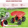 Giantex Garden Cart, Rolling Workseat with 4 Wheels, Garden Stool 360° Swivel Work Seat & Adjustable Height, Heavy Duty Wagon Scooter for Gardening for Patio Garden, Lawn, Yard (Blue)(Red)