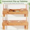 Giantex Garden Potting Bench Table, Large Workbench Table with Shelves, Openable Tabletop Hidden Storage Cabinet, 3 Hooks, Outdoor Wooden Workstation for Patio Garden Garage, 43.5″x19.5″x 60.5″(Brown)