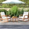 Giantex Hardwood Outdoor Side Table – All-Weather Patio Square End Table with Slatted Tabletop, Small Coffee Bistro Table for Outdoor, Indoor, Garden, Poolside and Balcony, Natural (1)(2)