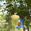 Giantex Metal Acorn Bird Feeder, Outdoor Hanging Food Dispenser with Stainless Steel Wire and Iron Grid, Wild Bird Feeder Hanging House Seed Feeder for Garden Yard, Outside Decoration (Green)(Green)
