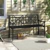 Giantex Metal Outdoor Bench with Backrest, Curved Armrests, Non-Slip Foot Pads, Slatted Seat for 2-3 Persons, Load 660lbs, Loveseat, Patio Bench for Garden, Yard, Poolside, Lawn, Porch, Park, Black(Black)
