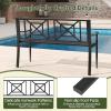 Giantex Metal Outdoor Bench with Backrest, Curved Armrests, Non-Slip Foot Pads, Slatted Seat for 2-3 Persons, Load 660lbs, Loveseat, Patio Bench for Garden, Yard, Poolside, Lawn, Porch, Park, Black(Black)
