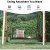 Giantex Metal Porch Swings 2 Person Outdoor Hanging Garden Bench with Sturdy Chains, Wide Seat & Curved Armrests, 485 Lbs Weight Capacity Swing Loveseat for Deck, Backyard Patio Swing Chair (Brown)(Brown)