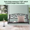 Giantex Metal Porch Swings 2 Person Outdoor Hanging Garden Bench with Sturdy Chains, Wide Seat & Curved Armrests, 485 Lbs Weight Capacity Swing Loveseat for Deck, Backyard Patio Swing Chair (Brown)(Brown)