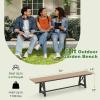 Giantex Outdoor Bench, 3-4 Person Garden Bench, 72″ Long Patio Bench with Metal Frame, 1100 LBS Capacity, Weatherproof Backless Park Bench, Outside Dining Bench for Lawn, Front Porch, Backyard(Brown+black)