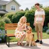 Giantex Outdoor Bench, 43″×22″×33″ Acacia Wood Patio Loveseat with Backrest, Heavy Duty Metal Frame, 800 lbs Weight Capacity, 2-Person Garden Bench for Lawn, Porch, Yard and Park