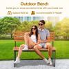 Giantex Outdoor Bench, 43″×22″×33″ Acacia Wood Patio Loveseat with Backrest, Heavy Duty Metal Frame, 800 lbs Weight Capacity, 2-Person Garden Bench for Lawn, Porch, Yard and Park