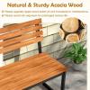 Giantex Outdoor Bench, 43″×22″×33″ Acacia Wood Patio Loveseat with Backrest, Heavy Duty Metal Frame, 800 lbs Weight Capacity, 2-Person Garden Bench for Lawn, Porch, Yard and Park