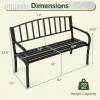 Giantex Outdoor Bench, 50” Patio Garden Bench with Steel Frame, Slat Design, 500 Lbs Weight Capacity, Patio Seating Bench for Porch, Backyard, Poolside, Outside Decor Furniture, Park Loveseat, Black(50″x23″x33.5″)