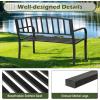 Giantex Outdoor Bench, 50” Patio Garden Bench with Steel Frame, Slat Design, 500 Lbs Weight Capacity, Patio Seating Bench for Porch, Backyard, Poolside, Outside Decor Furniture, Park Loveseat, Black(50″x23″x33.5″)