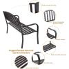 Giantex Outdoor Bench, 50” Patio Garden Bench with Steel Frame, Slat Design, 500 Lbs Weight Capacity, Patio Seating Bench for Porch, Backyard, Poolside, Outside Decor Furniture, Park Loveseat, Black(50″x23.6″x34.2″)