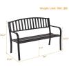 Giantex Outdoor Bench, 50” Patio Garden Bench with Steel Frame, Slat Design, 500 Lbs Weight Capacity, Patio Seating Bench for Porch, Backyard, Poolside, Outside Decor Furniture, Park Loveseat, Black(50″x23.6″x34.2″)