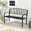 Giantex Outdoor Bench, 50” Patio Garden Bench with Steel Frame, Slat Design, 500 Lbs Weight Capacity, Patio Seating Bench for Porch, Backyard, Poolside, Outside Decor Furniture, Park Loveseat, Black(50″x23″x33.5″)