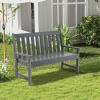 Giantex Outdoor Bench, 52-Inch Outside Bench All-Weather HDPE Park Bench with Backrest and Armrests, 705 lbs Weight Capacity, 2-Person Slatted Patio Bench for Porch, Yard, Lawn, Garden Bench (Teak)(Grey)