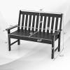 Giantex Outdoor Bench, 52-Inch Outside Bench All-Weather HDPE Park Bench with Backrest and Armrests, 705 lbs Weight Capacity, 2-Person Slatted Patio Bench for Porch, Yard, Lawn, Garden Bench (Teak)(Black)