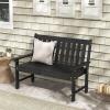 Giantex Outdoor Bench, 52-Inch Outside Bench All-Weather HDPE Park Bench with Backrest and Armrests, 705 lbs Weight Capacity, 2-Person Slatted Patio Bench for Porch, Yard, Lawn, Garden Bench (Teak)(Black)
