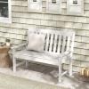 Giantex Outdoor Bench, 52-Inch Outside Bench All-Weather HDPE Park Bench with Backrest and Armrests, 705 lbs Weight Capacity, 2-Person Slatted Patio Bench for Porch, Yard, Lawn, Garden Bench (Teak)(White)